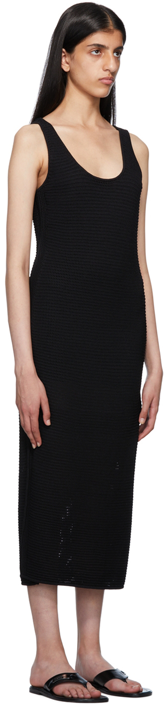 Frame Sleeveless Crochet-knit Maxi Dress In Noir