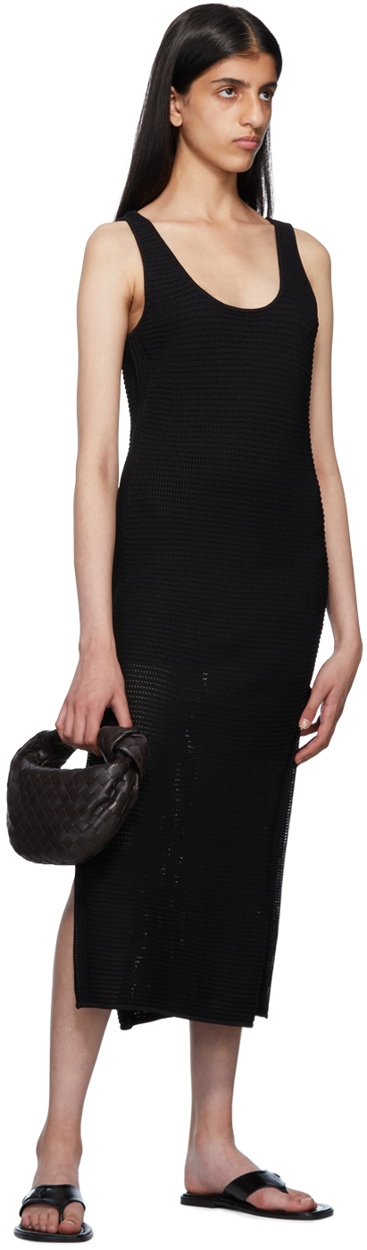 Frame Sleeveless Crochet-knit Maxi Dress In Noir