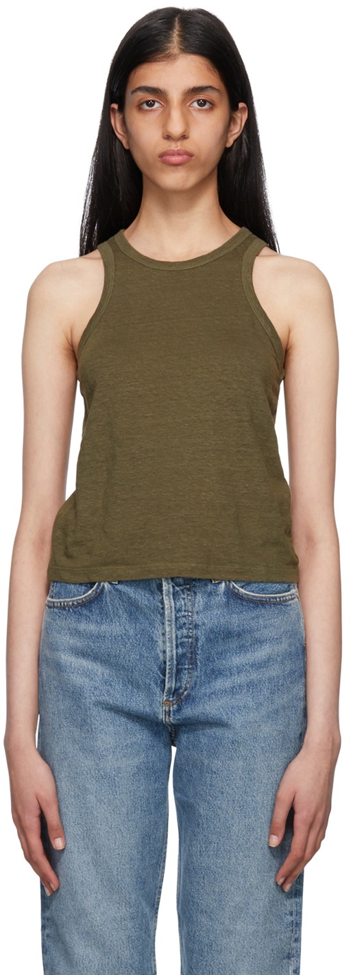 Khaki Ringer Tank Top