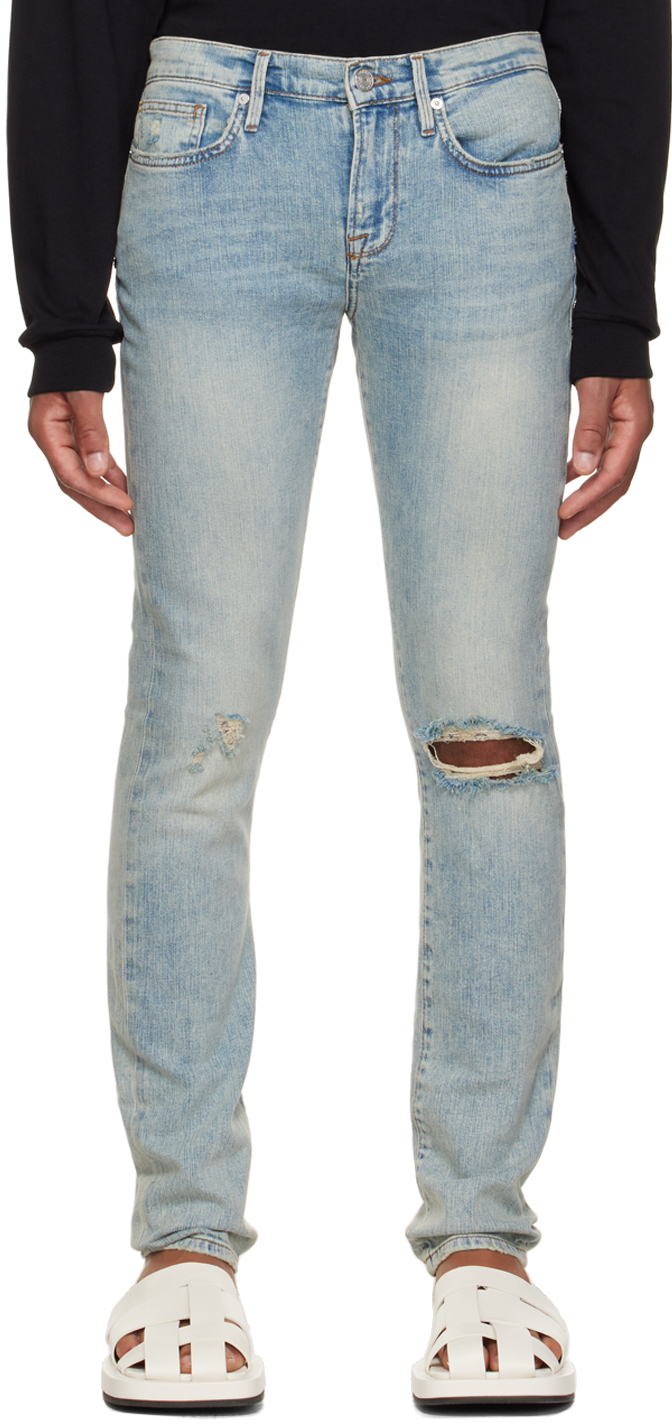Frame Blue L'homme Skinny Jeans In Aspen Rips