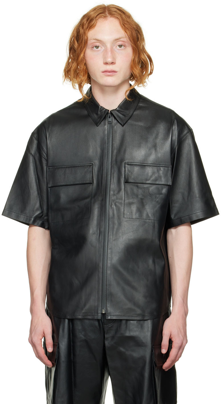 FRAME Black Zip-Up Shirt