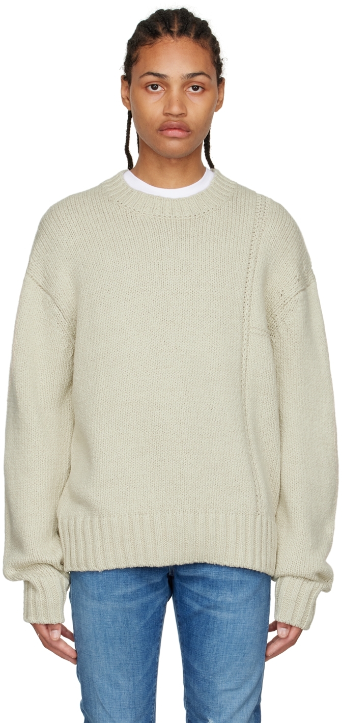 FRAME: Beige Cotton Sweater | SSENSE