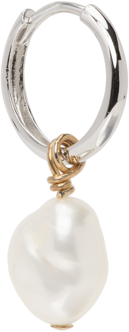 Ssense Uomo Accessori Gioielli Orecchini SSENSE Exclusive Silver Pearl In Heat Single Earring 