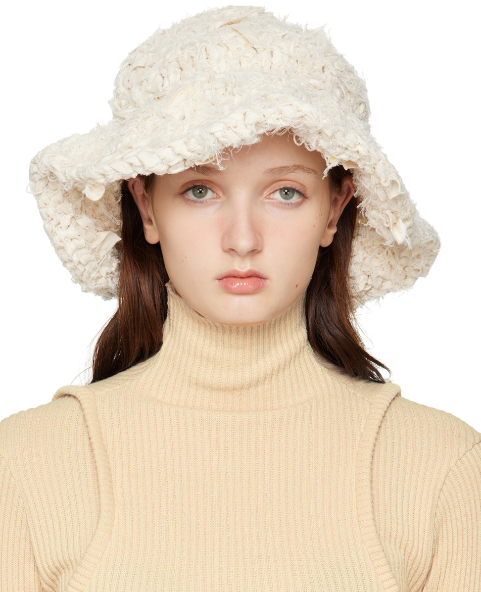 Airei Off-white Khadi Bucket Hat In Natural