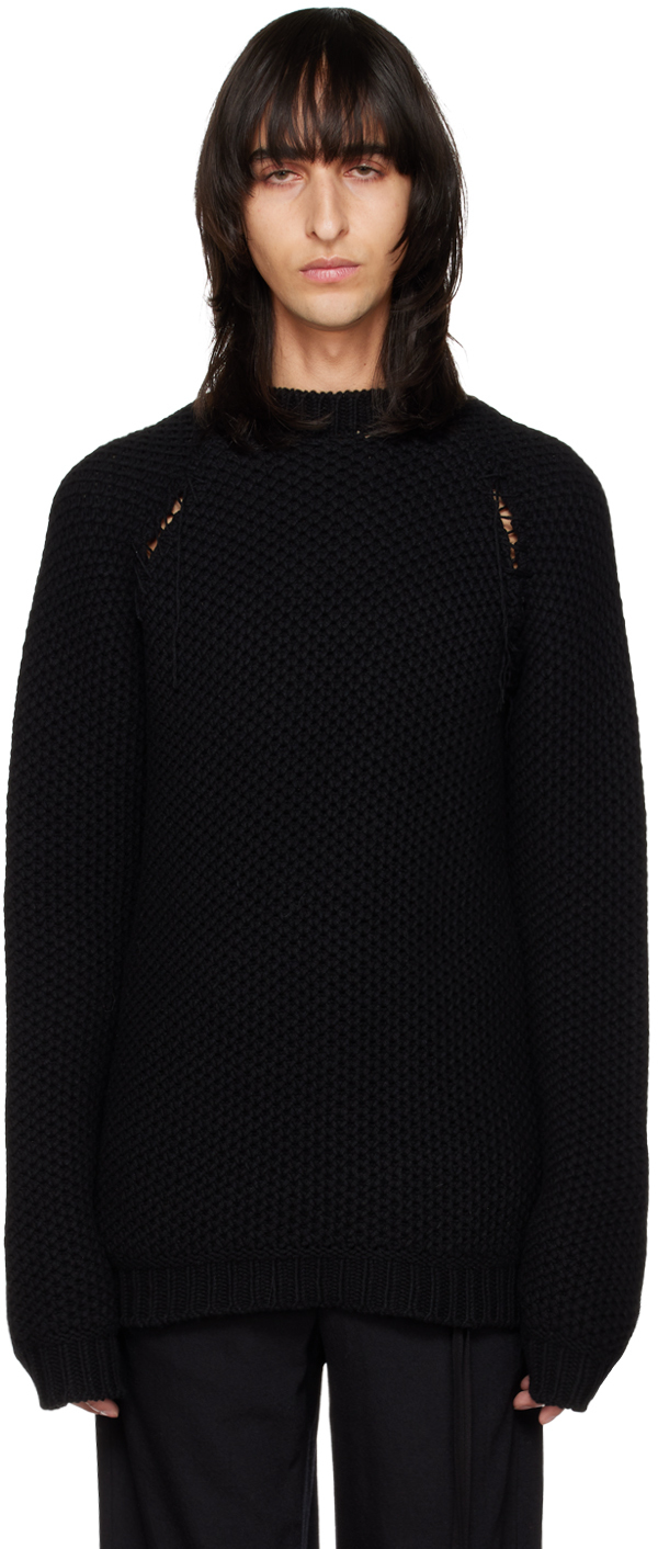 SSENSE Exclusive Black Handstiched Sweater by AIREI on Sale