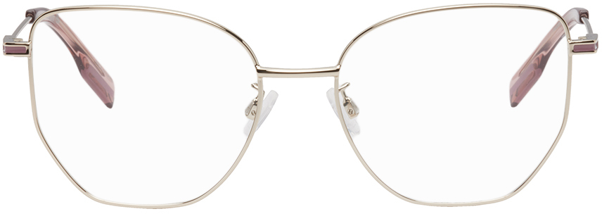 Mcq By Alexander Mcqueen Silver Cat-eye Glasses In 005 Gold