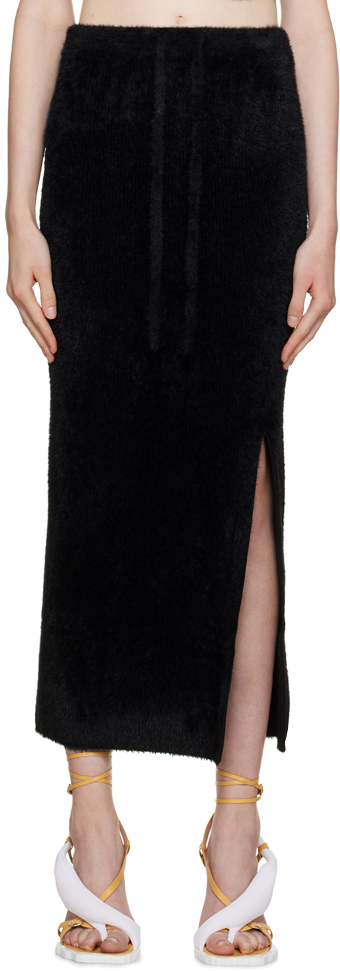 Ester Manas Black Fluffy Peephole Midi Skirt