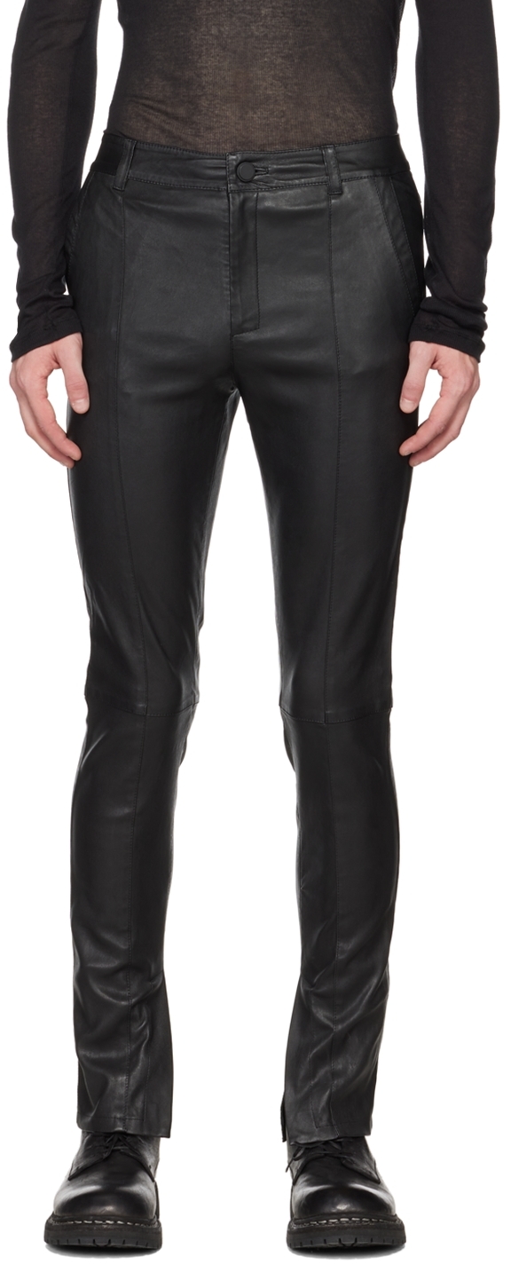 Black Mask Leather Pants by FREI-MUT on Sale