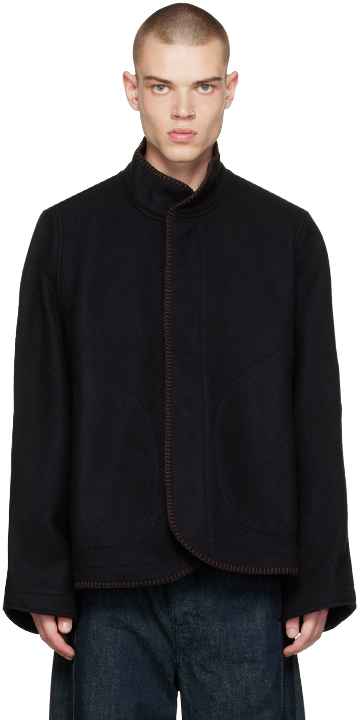 3MAN: Black Blanket Jacket | SSENSE