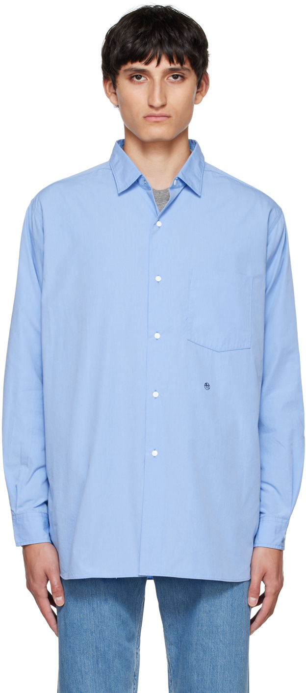Blue Regular Collar Wind Shirt
