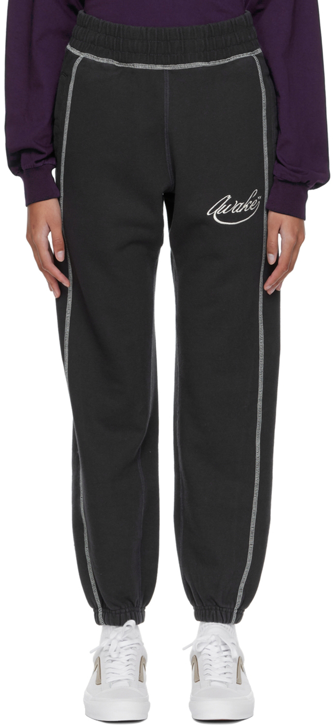 【関税込み】Awake NY ブラック コットン ラウンジパンツ Black Cotton Lounge Pants by Awake NY on Sale
