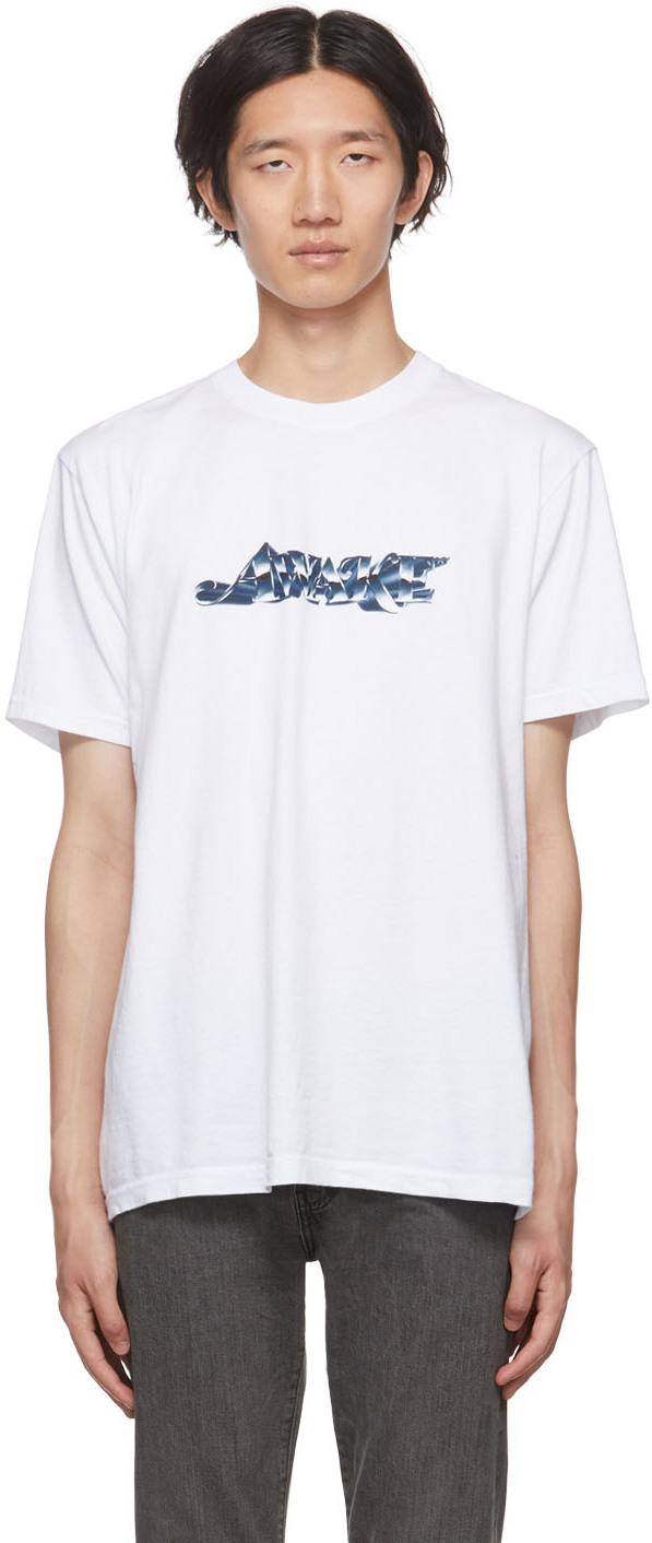 Awake NY: White Chrome Logo T-Shirt | SSENSE