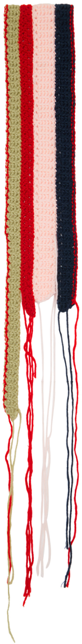 Edward Cuming Multicolor Striped Crocheted Scarf