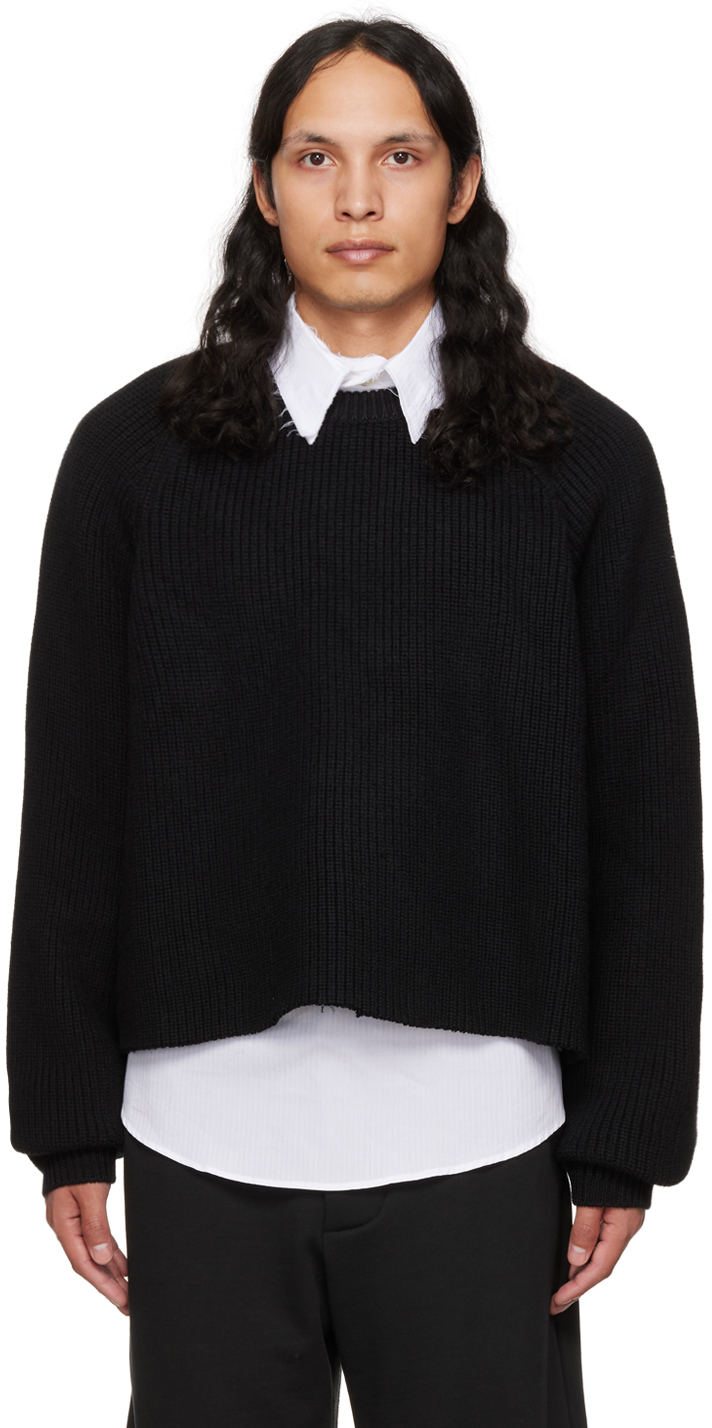 Edward Cuming SSENSE Exclusive Black Cropped Sweater