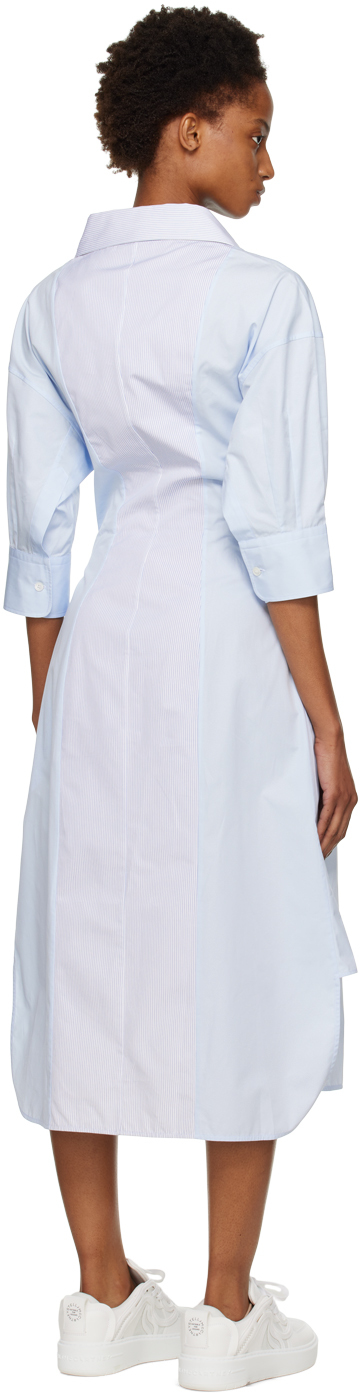 Stella Mccartney Cotton Poplin Midi Shirt Dress In 8519 White/blue