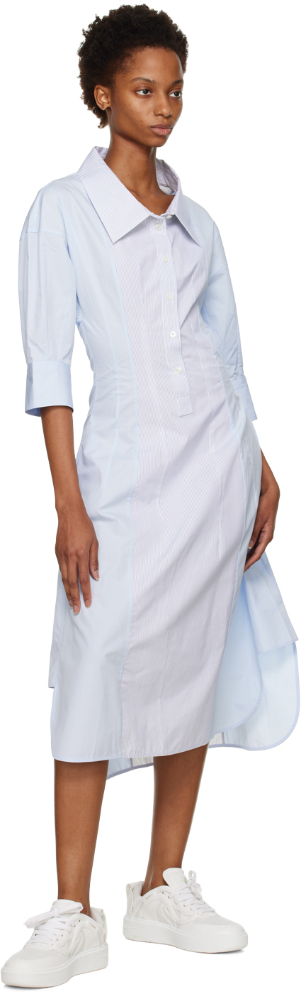 Stella Mccartney Cotton Poplin Midi Shirt Dress In 8519 White/blue