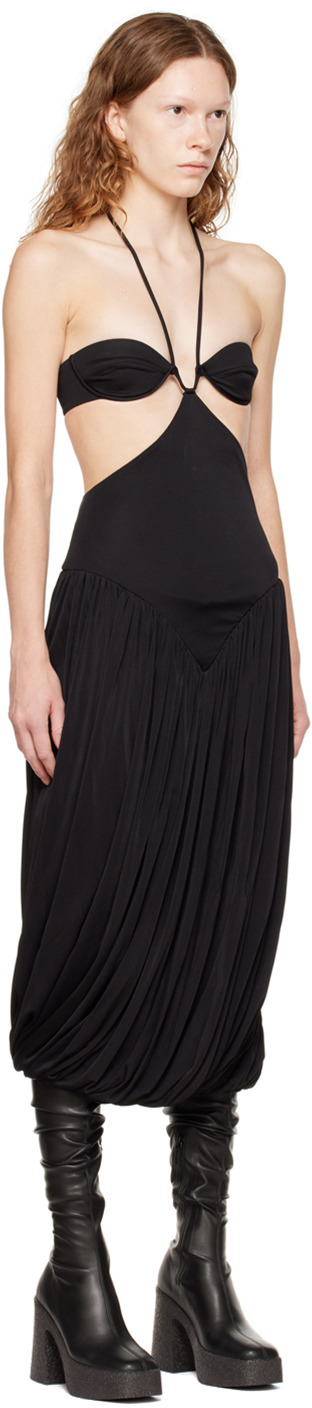 STELLA MCCARTNEY BLACK HALTER MIDI DRESS