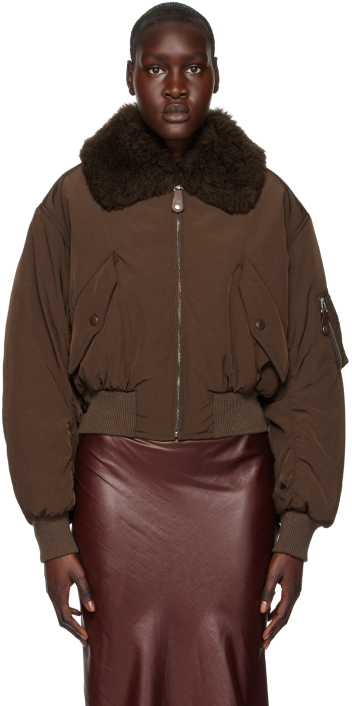 Stella Mccartney Faux Fur Aviator Jacket In 2011 Dark Chocola