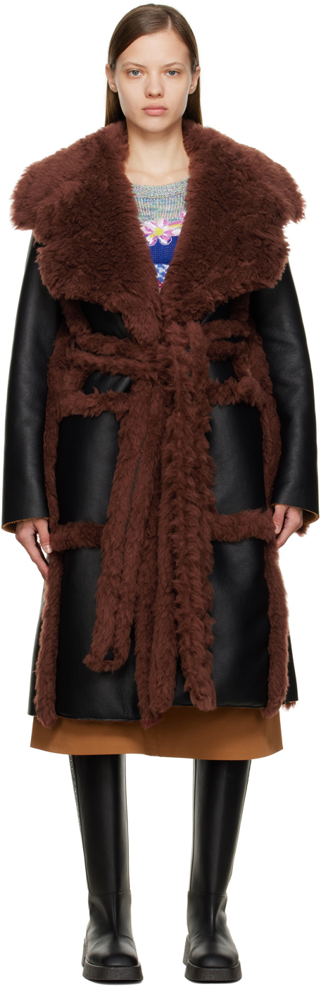 Black & Brown Alter Mat Belted Coat