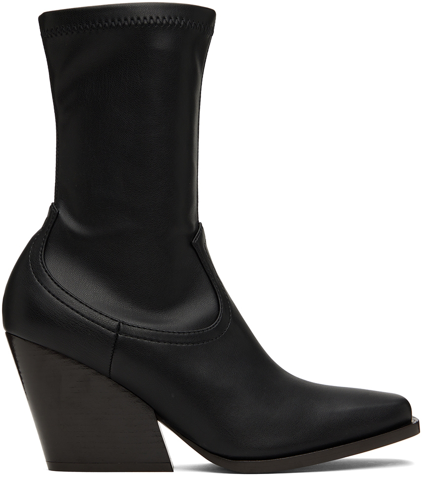 Black Faux-Leather Cowboy Boots