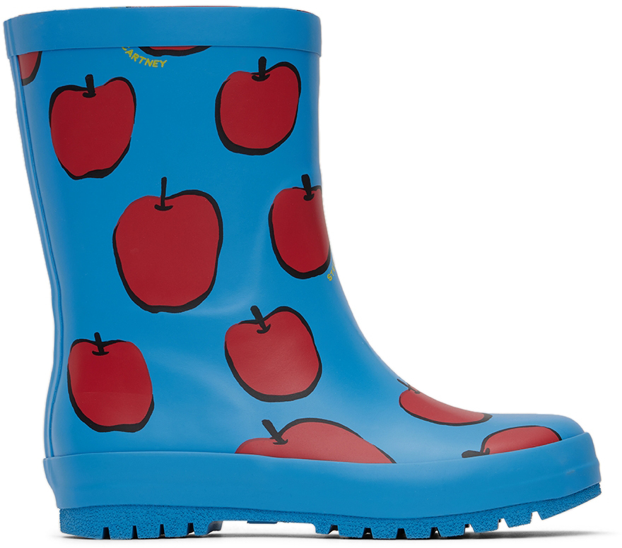 Stella Mccartney Kids Blue Apples Rain Boots In 618 Blue