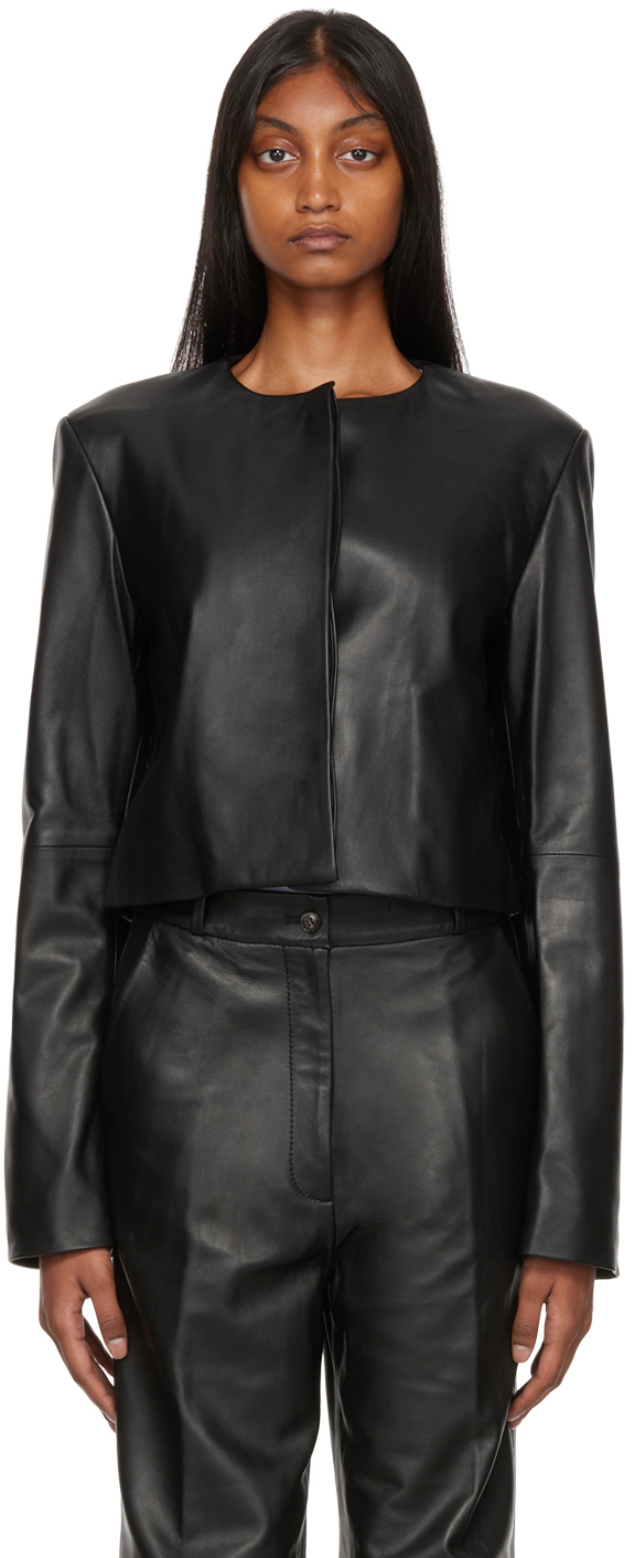 LOULOU STUDIO BLACK BOR LEATHER JACKET