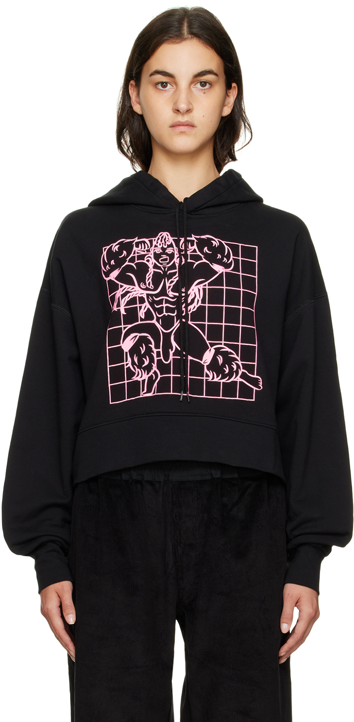 Black Graphic Hoodie by Bernhard Willhelm on Sale