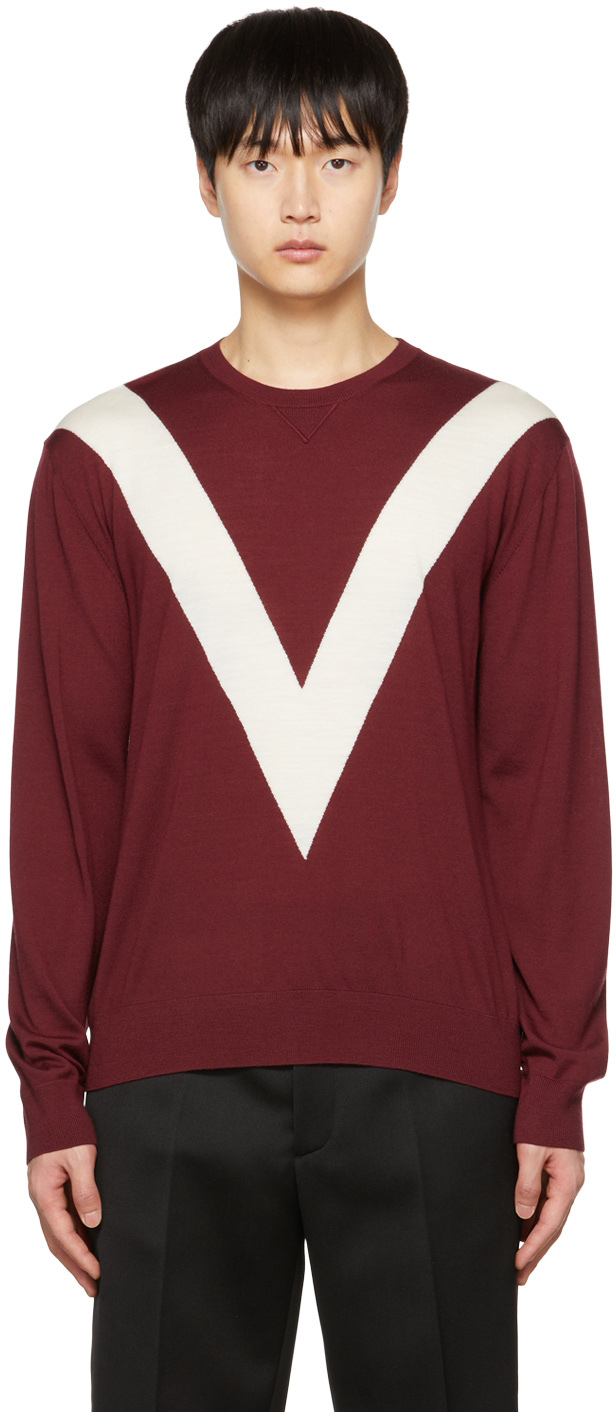 Valentino Burgundy Intarsia Sweater
