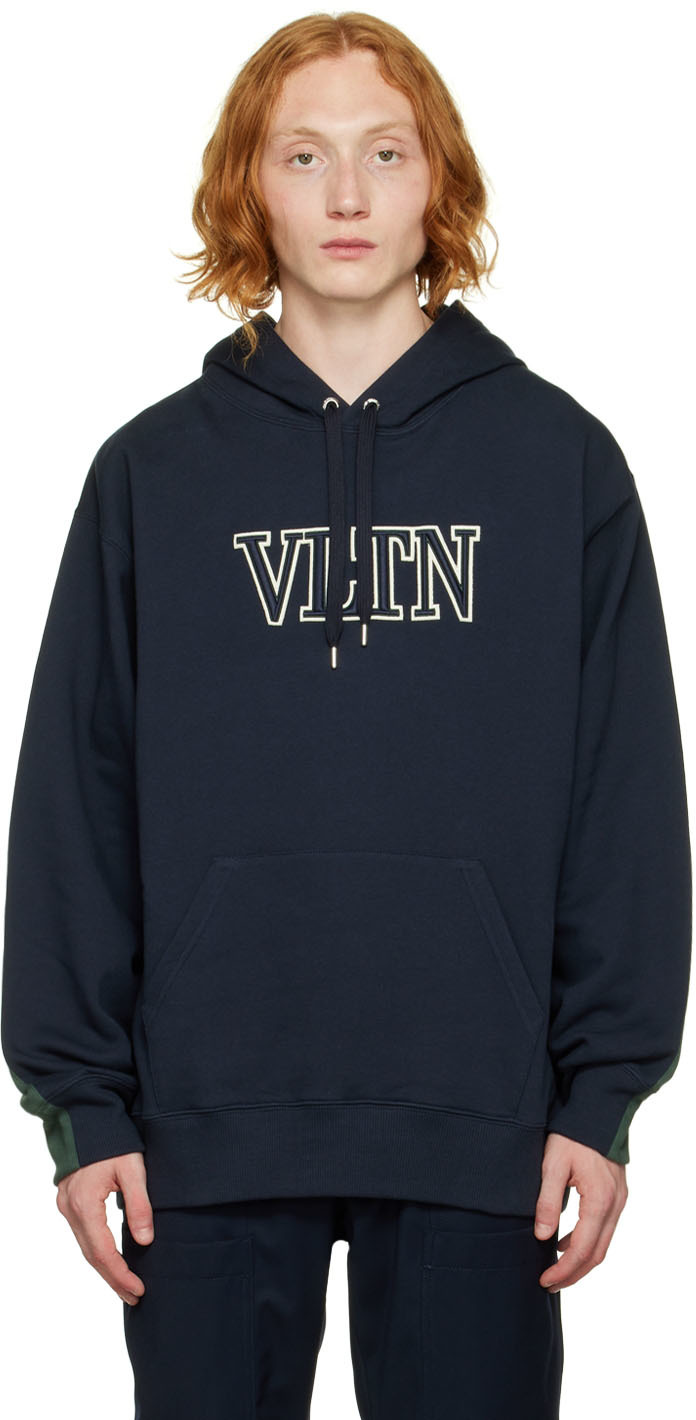 Valentino Navy & Green Two-Tone Hoodie
