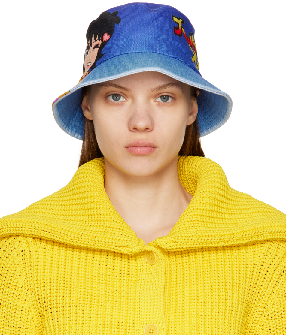 Ssense Donna Accessori Cappelli e copricapo Cappelli Cappello Bucket SSENSE Exclusive Blue Painted Mascot Bucket Hat 