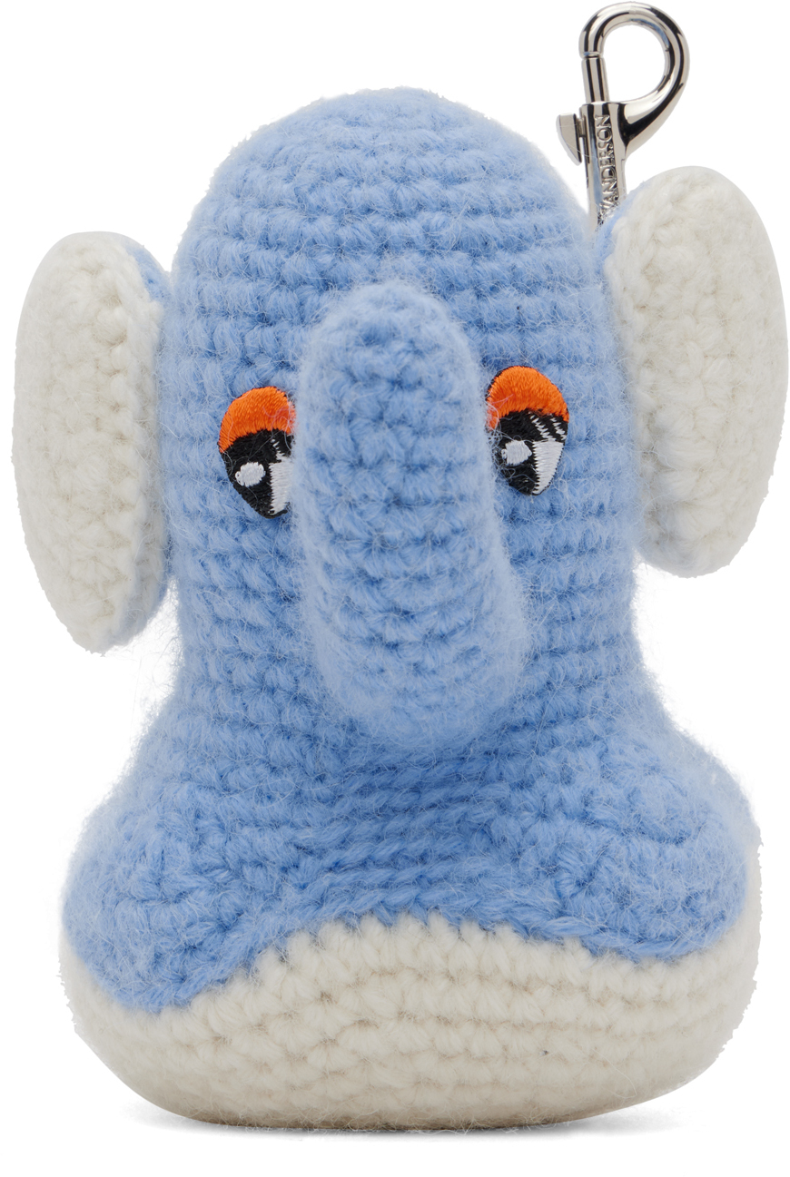 Jw Anderson Blue Knitted Elephant Keyring In 804 Light Blue