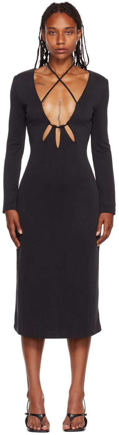 Black Rip Tide Midi Dress