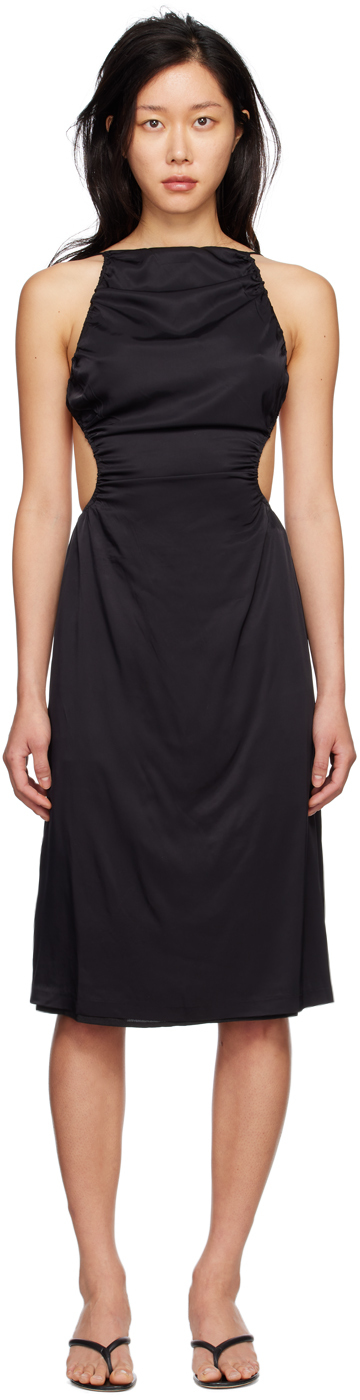 Black Drawn Out Midi Dress