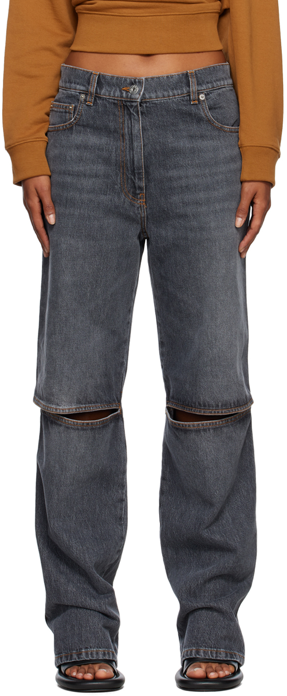 JW Anderson Gray Cut Out Knee Bootcut Jeans
