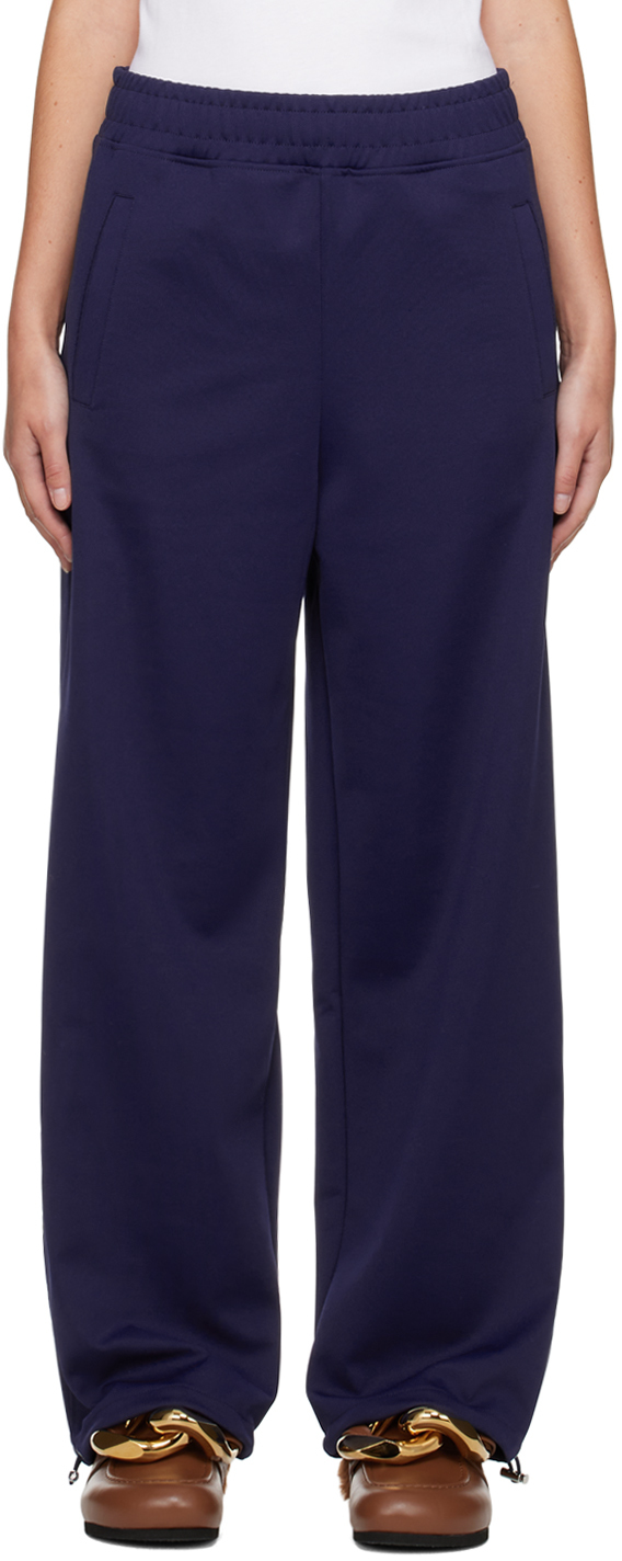 + Run Hany Embroidered Stretch-jersey Straight-leg Track Trousers In Blue