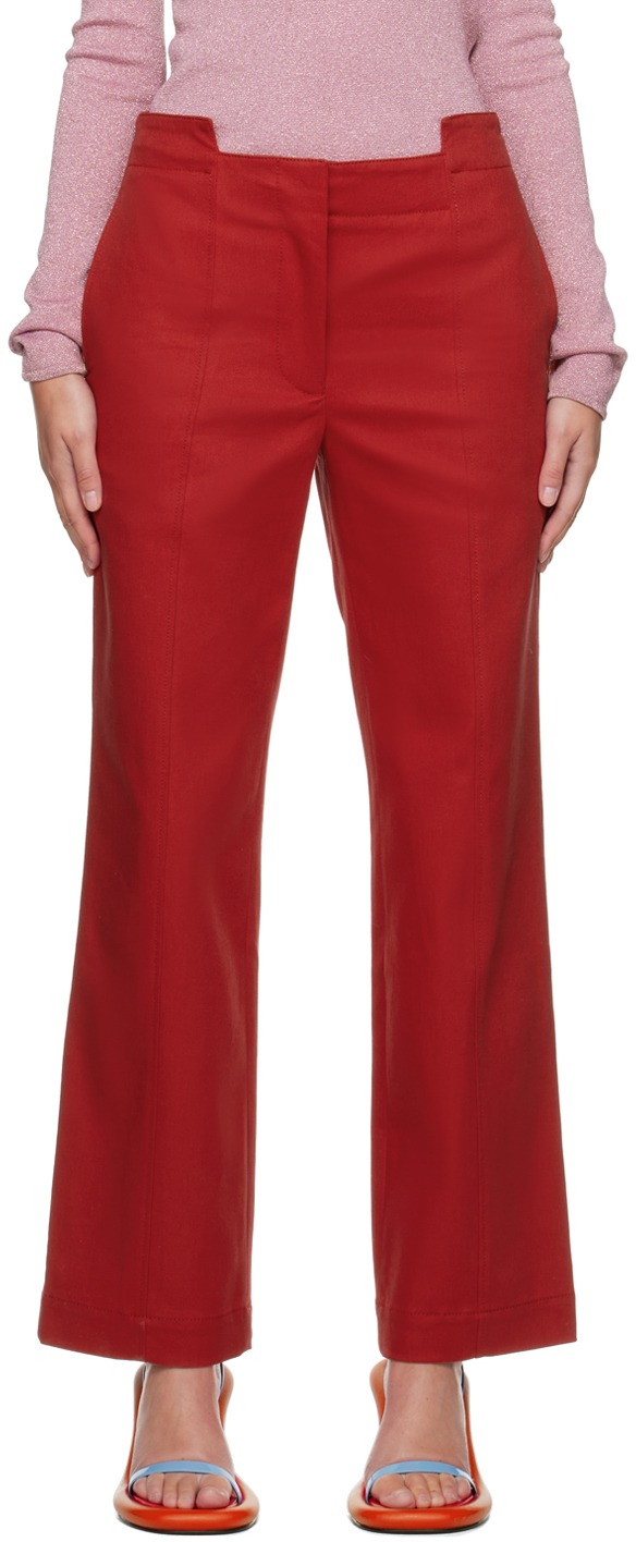 Red Straight-Leg Trousers