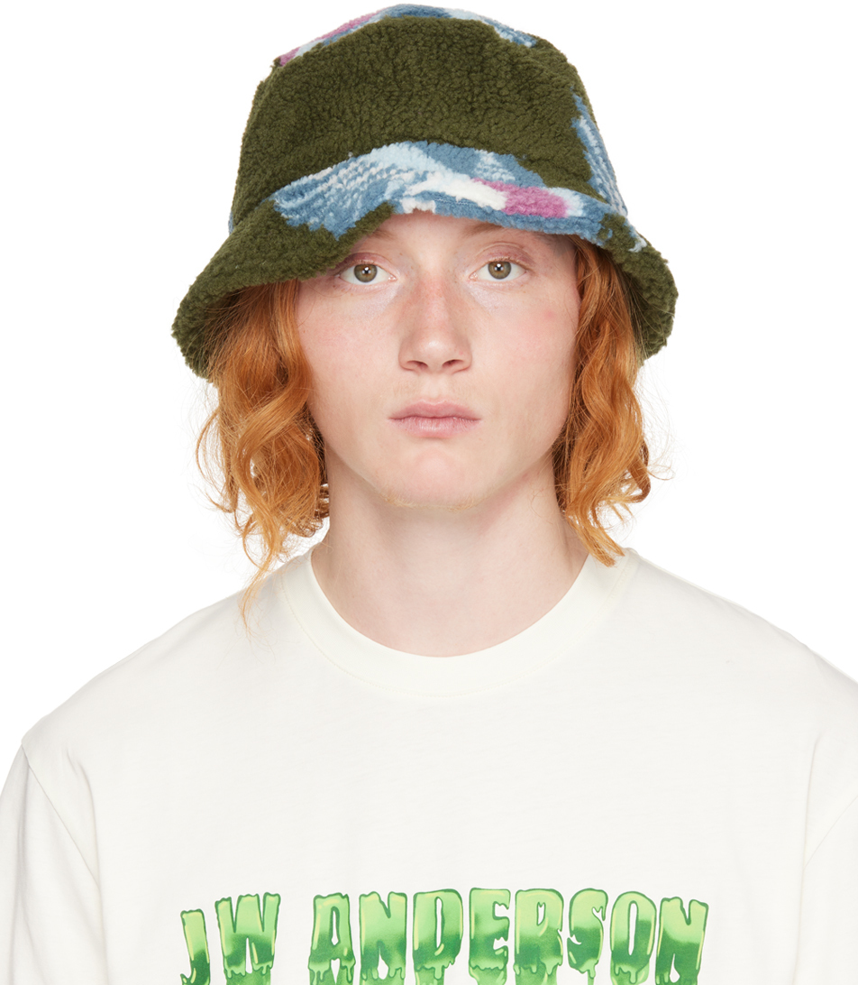 Bucket hat in canvas and calfskin