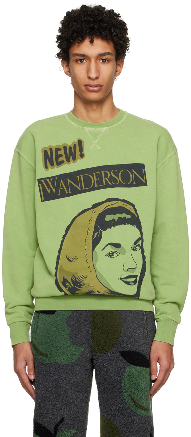 Shop Jw Anderson Green Glamour Bonet Sweatshirt In 155 Hemp