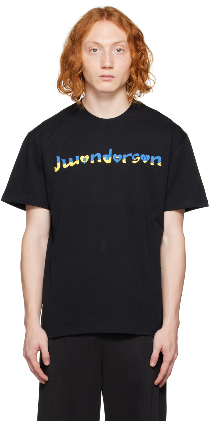 Jw Anderson Run Hany Logo-print Cotton-jersey T-shirt In 999 Black