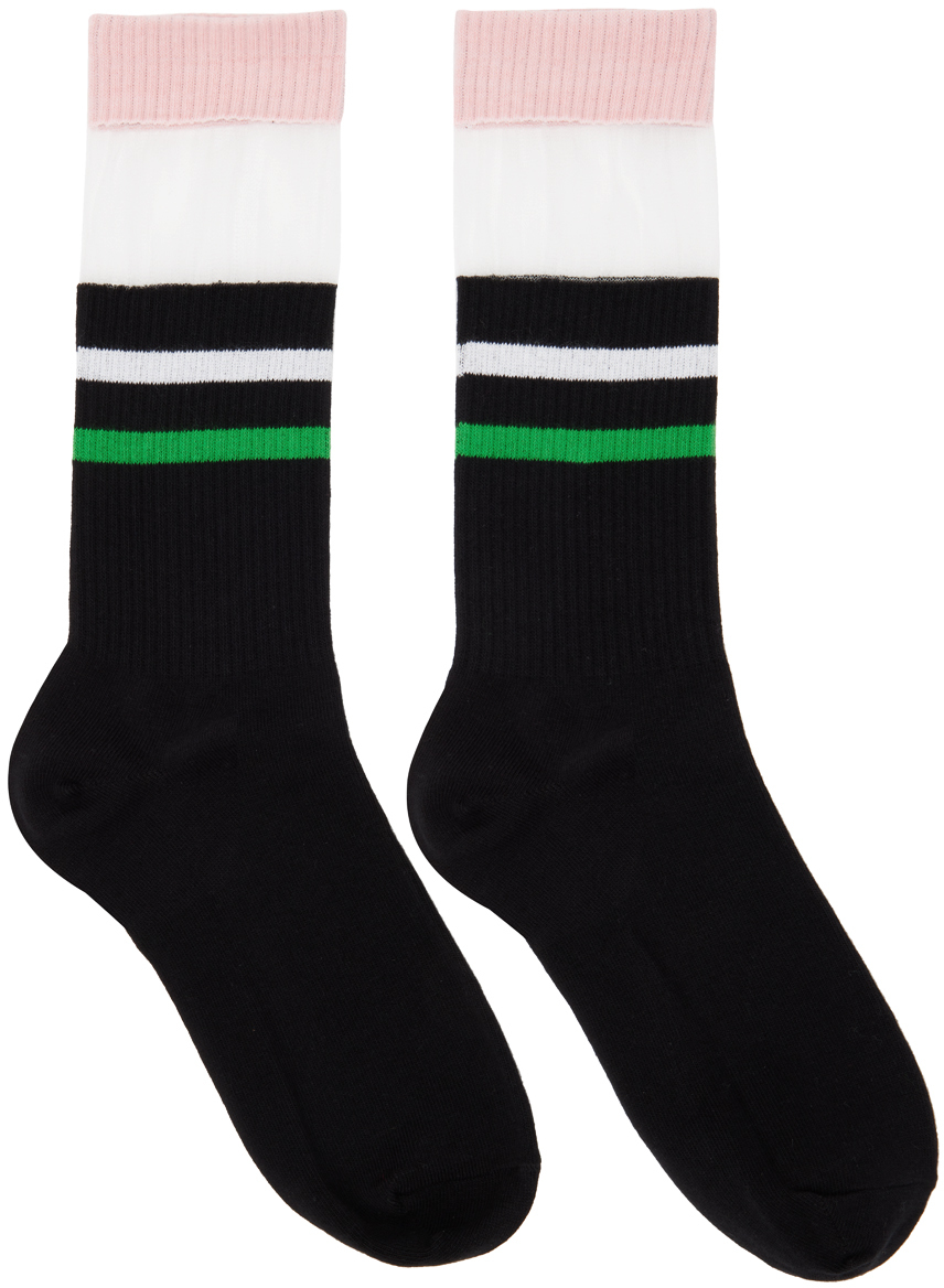 Jw Anderson Black Striped Socks In 999 Black