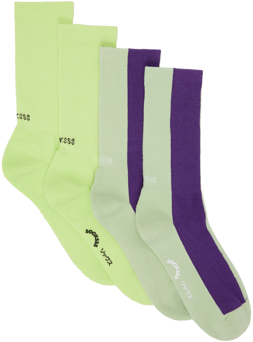 Ensemble de deux paires de chaussettes hes Coton Socksss en coloris Vert Femme Vêtements Chaussettes & Bas Chaussettes 