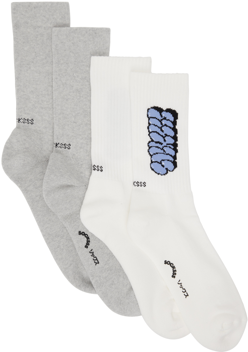 Two-Pack Gray & White Socks