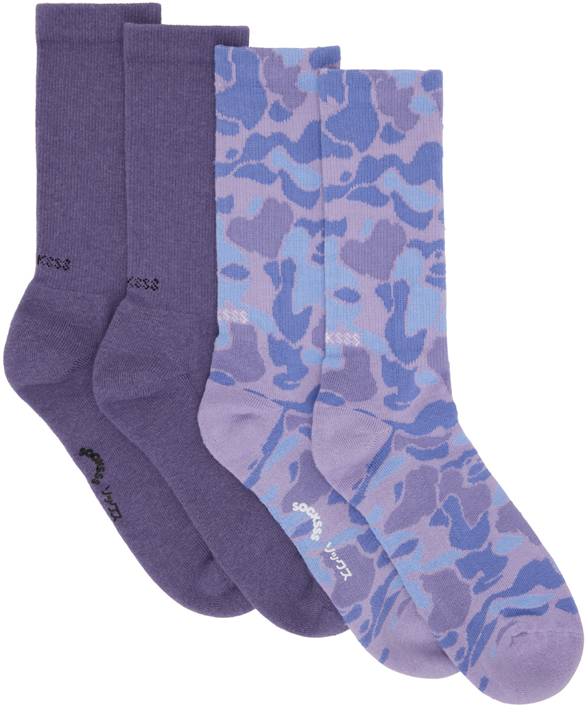 Femme Vêtements Chaussettes & Bas Chaussettes Ensemble de deux paires de chaussettes mauve n coton bio Coton Socksss en coloris Bleu 