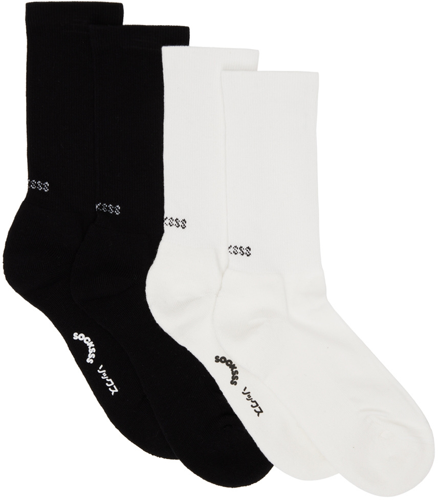 Ssense Donna Abbigliamento Intimo Calze Two-Pack White & Black Socks 