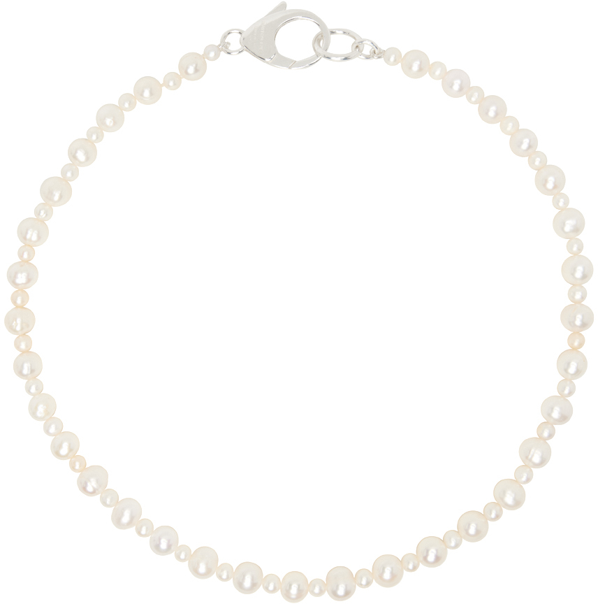 Hatton Labs White Pebble Pearl Necklace In Sterling Silver