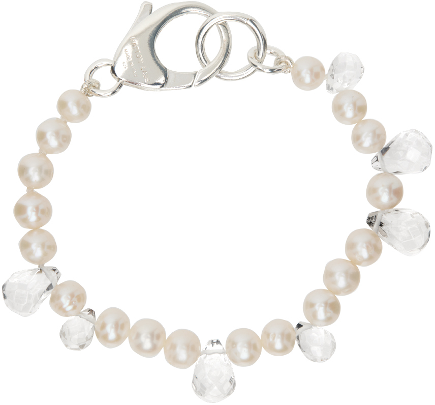 Hatton Labs White Pearl Crystal Drops Bracelet