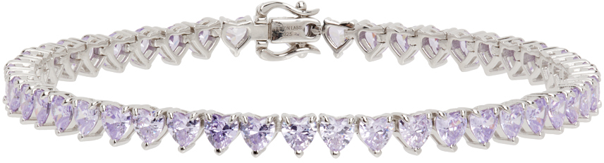 Hatton Labs Silver & Purple Heart Tennis Bracelet