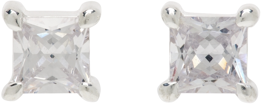 Hatton Labs Silver Princess-Cut Earrings