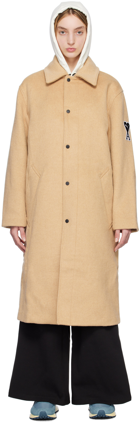 Ami Alexandre Mattiussi Tan Puma Edition Coat In 67 Light Sand