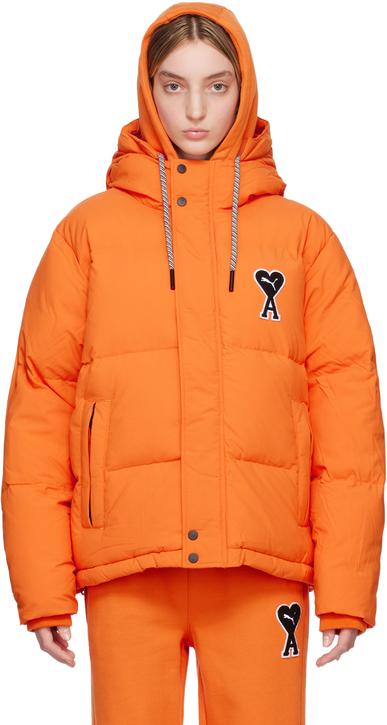 AMI Alexandre Mattiussi: Orange Puma Edition Puffer Jacket | SSENSE
